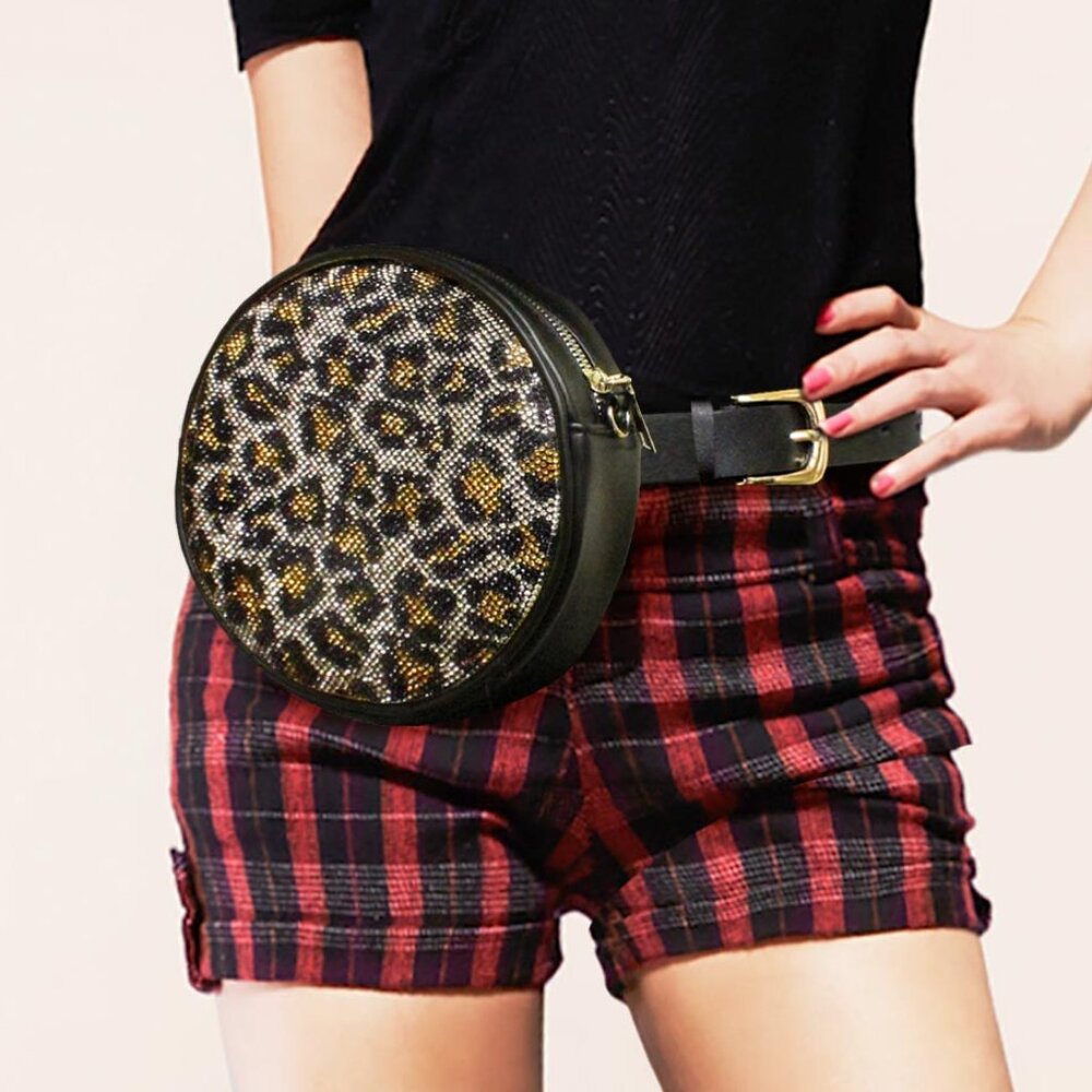 Leopard Bling Fanny Pack Crossbody Belt Bag